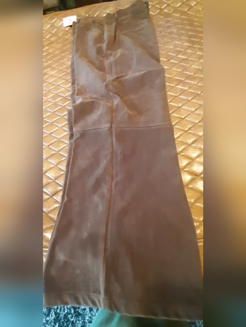 Woman's New Brown Wide-Leg Suede like Pants